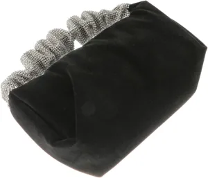 1Pc Exquisite Rhinestone Velour Evening Bag for Women Stylish Phone Bag Change Purse for Parties Durable Handbag with Zipper Closure Elegant Black Clutch for Special Occasions