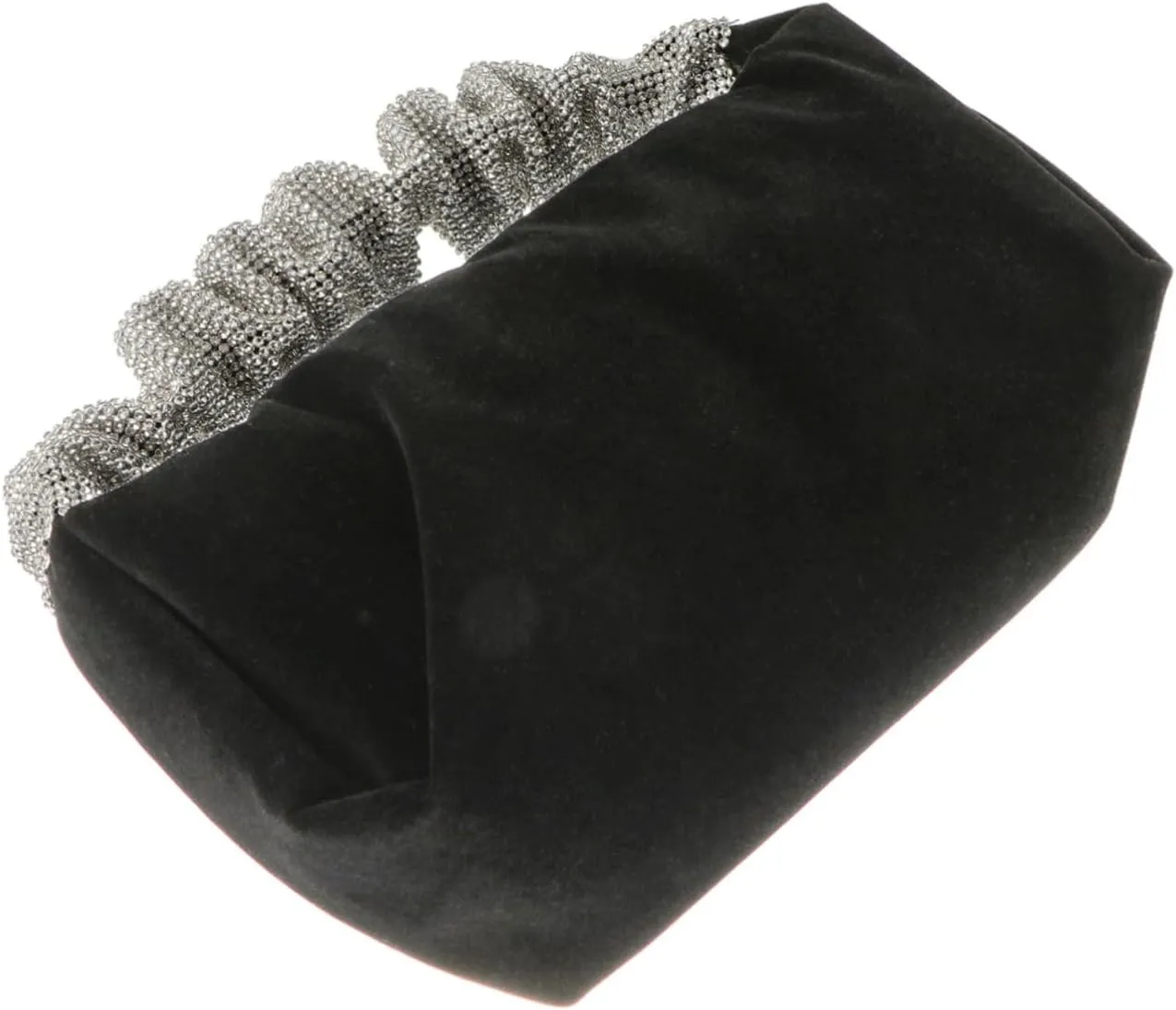 1Pc Exquisite Rhinestone Velour Evening Bag for Women Stylish Phone Bag Change Purse for Parties Durable Handbag with Zipper Closure Elegant Black Clutch for Special Occasions