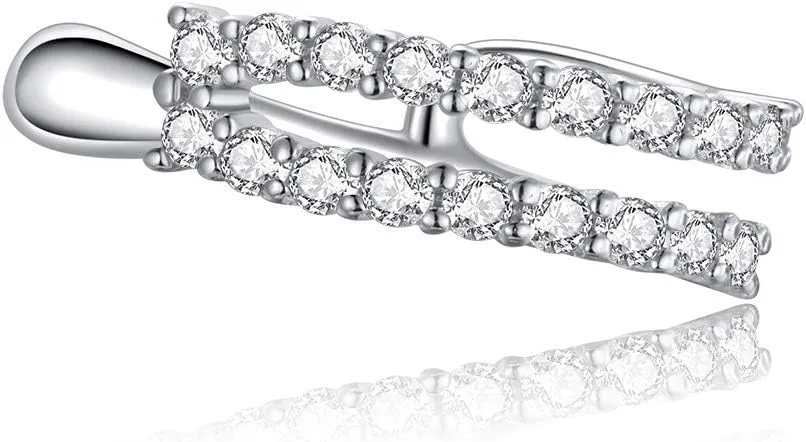 1PCS S925 Sterling Silver Dainty Rows Ear Cuffs Cartilage Earrings Delicate Sparkly Cubic Zirconia Birthstone Wrap Huggie Hoop Clip On Earring Non Piercing Helix Ear for Women