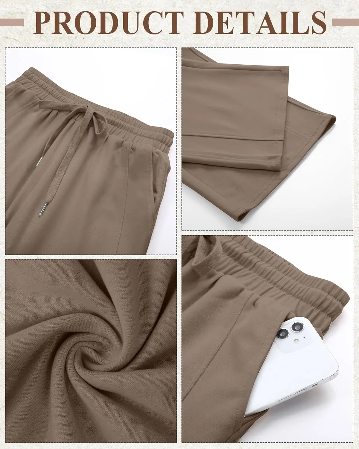 2 Pack Women's Wide Leg Pants Casual Drawstring High Waist Sweatpants Baggy Trousers Joggers Pant with Pockets