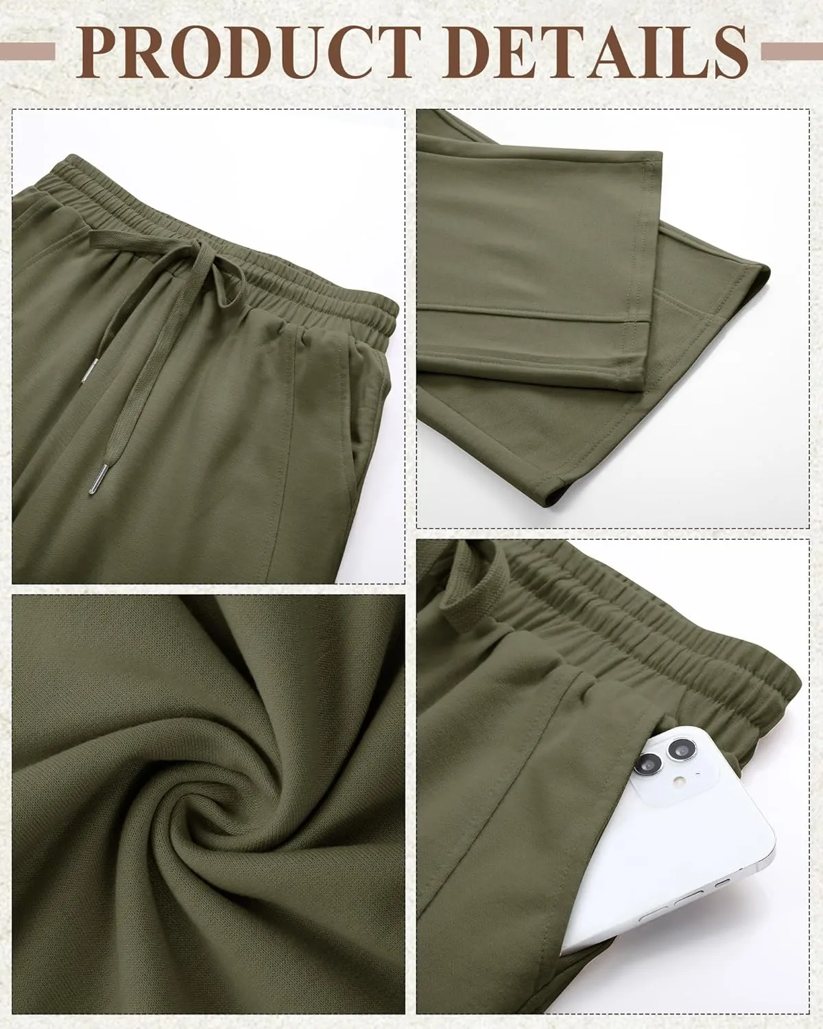 2 Pack Women's Wide Leg Pants Casual Drawstring High Waist Sweatpants Baggy Trousers Joggers Pant with Pockets