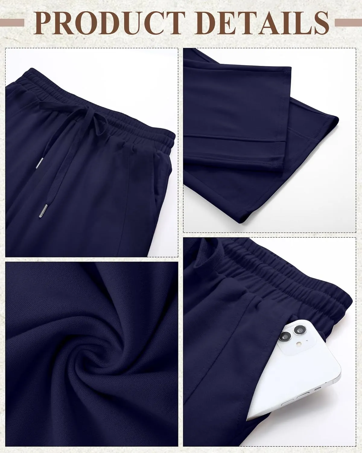 2 Pack Women's Wide Leg Pants Casual Drawstring High Waist Sweatpants Baggy Trousers Joggers Pant with Pockets