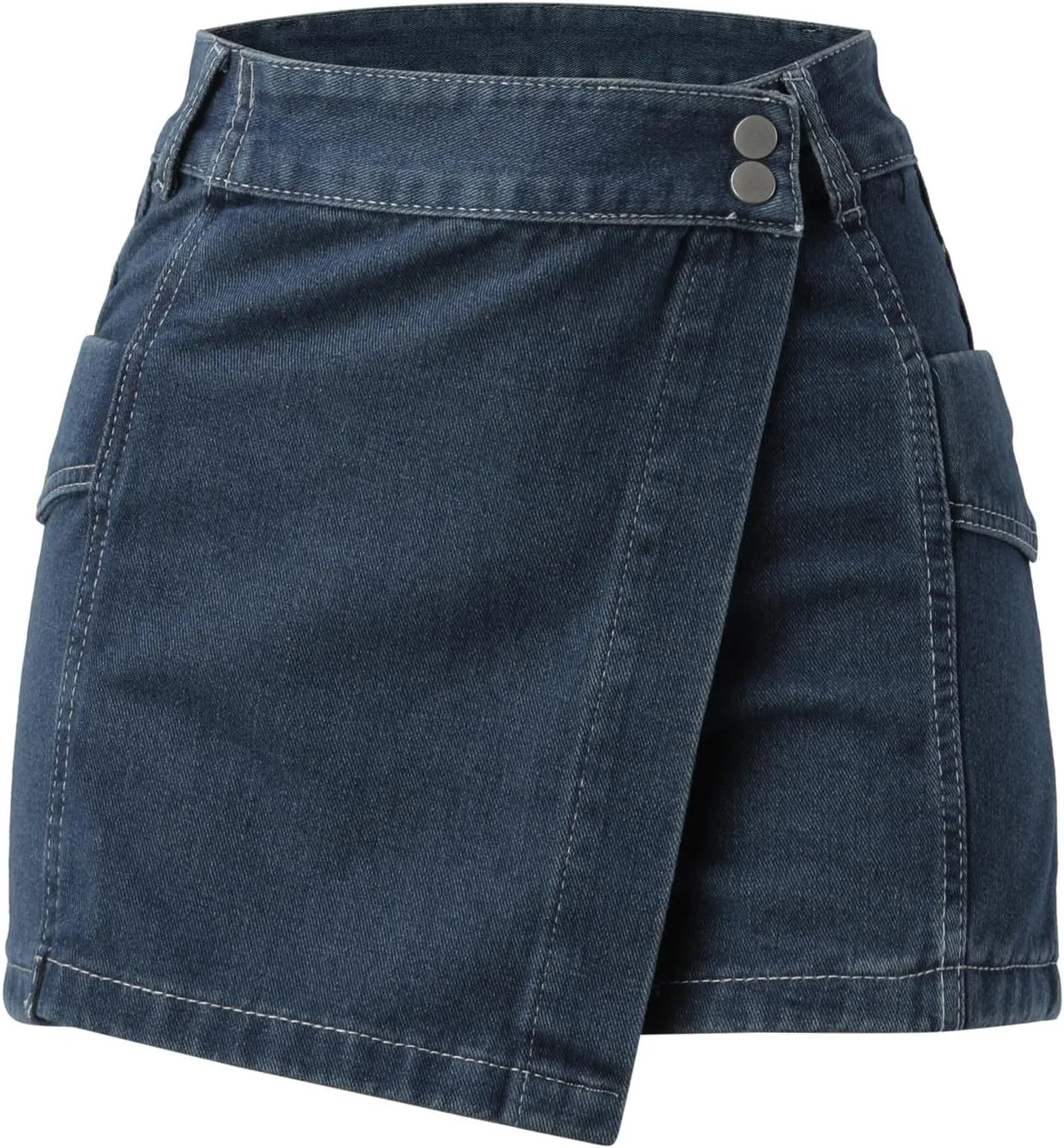 2023 Summer Women's Casual High Waisted A Line Skirt Button Mini Denim Skirt with Pocket Womens Jean Skirt