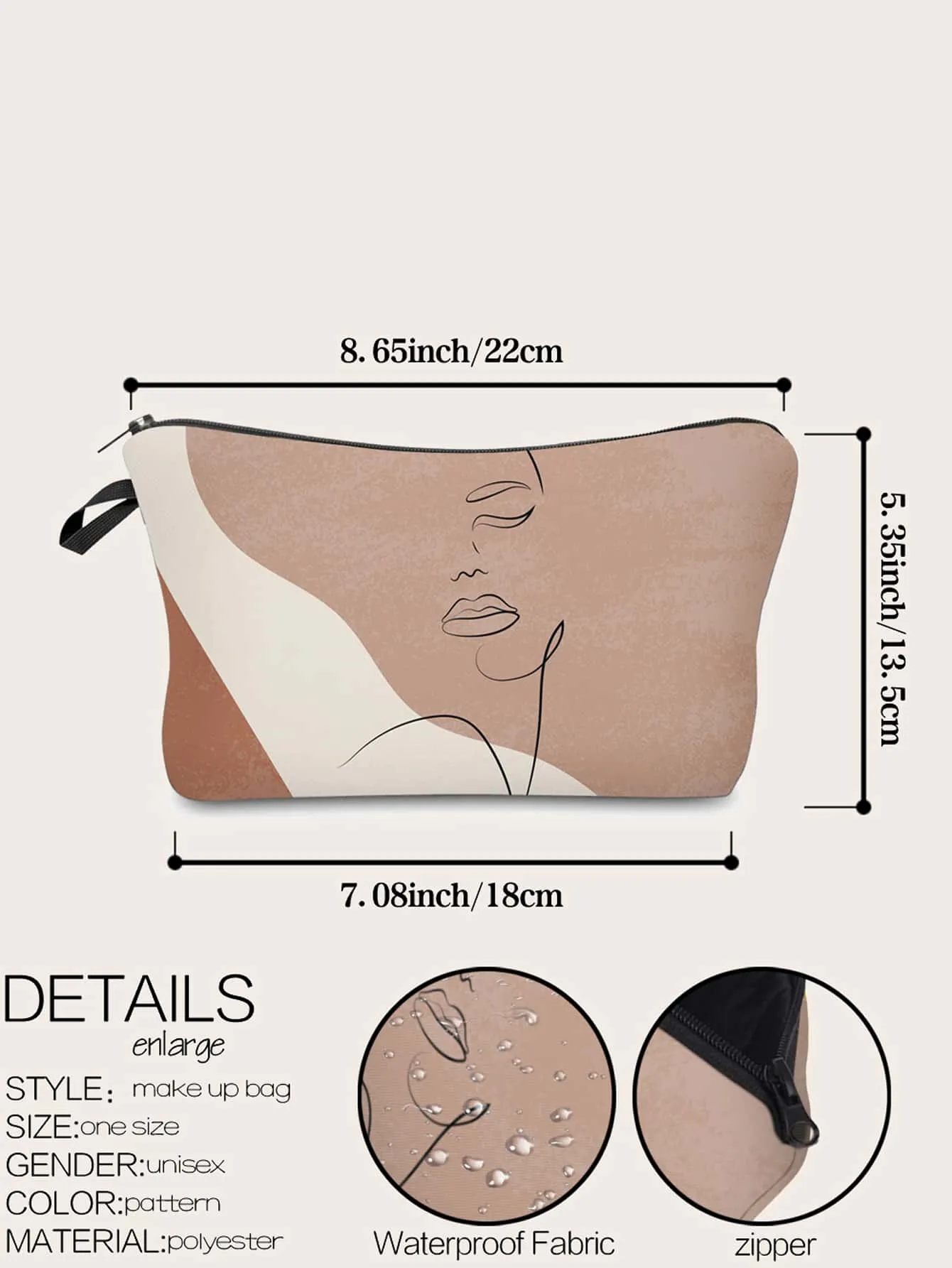 Abstract Art Zipper Makeup Bag Cosmetic Organizer Toiletries Bag Makeup
