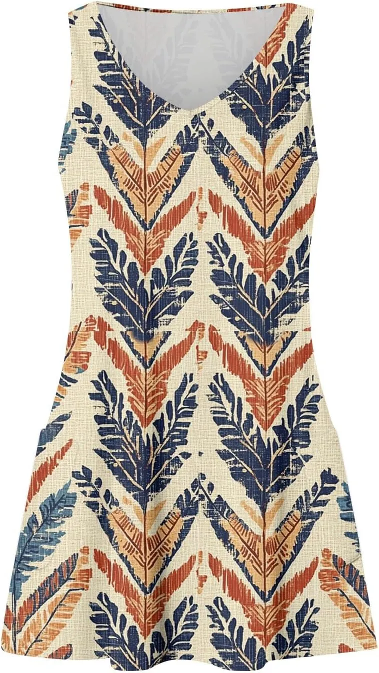 ADHOWBEW Womens Casual Dresses Loose Fit Sexy Hawaiian Casual Sleeveless Tank Dresses Beach Comfy Cute Dress