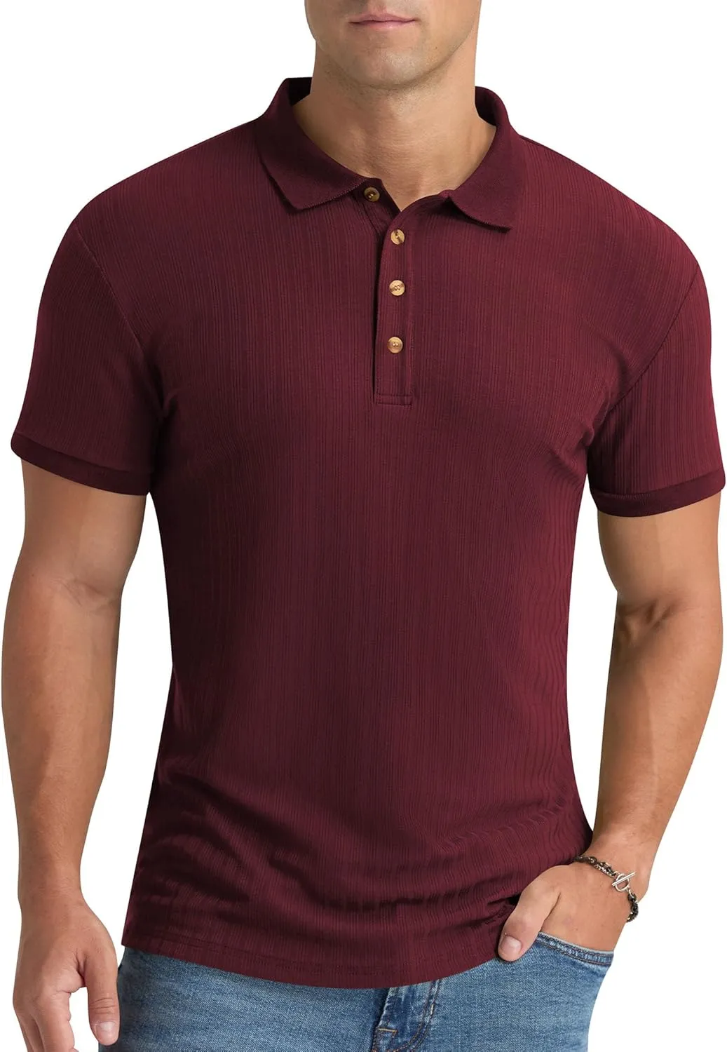 Aimeilgot Mens Polo Shirts Short Sleeve Casual Retro Summer T-Shirts Soft Knitted Classic Polo Tees