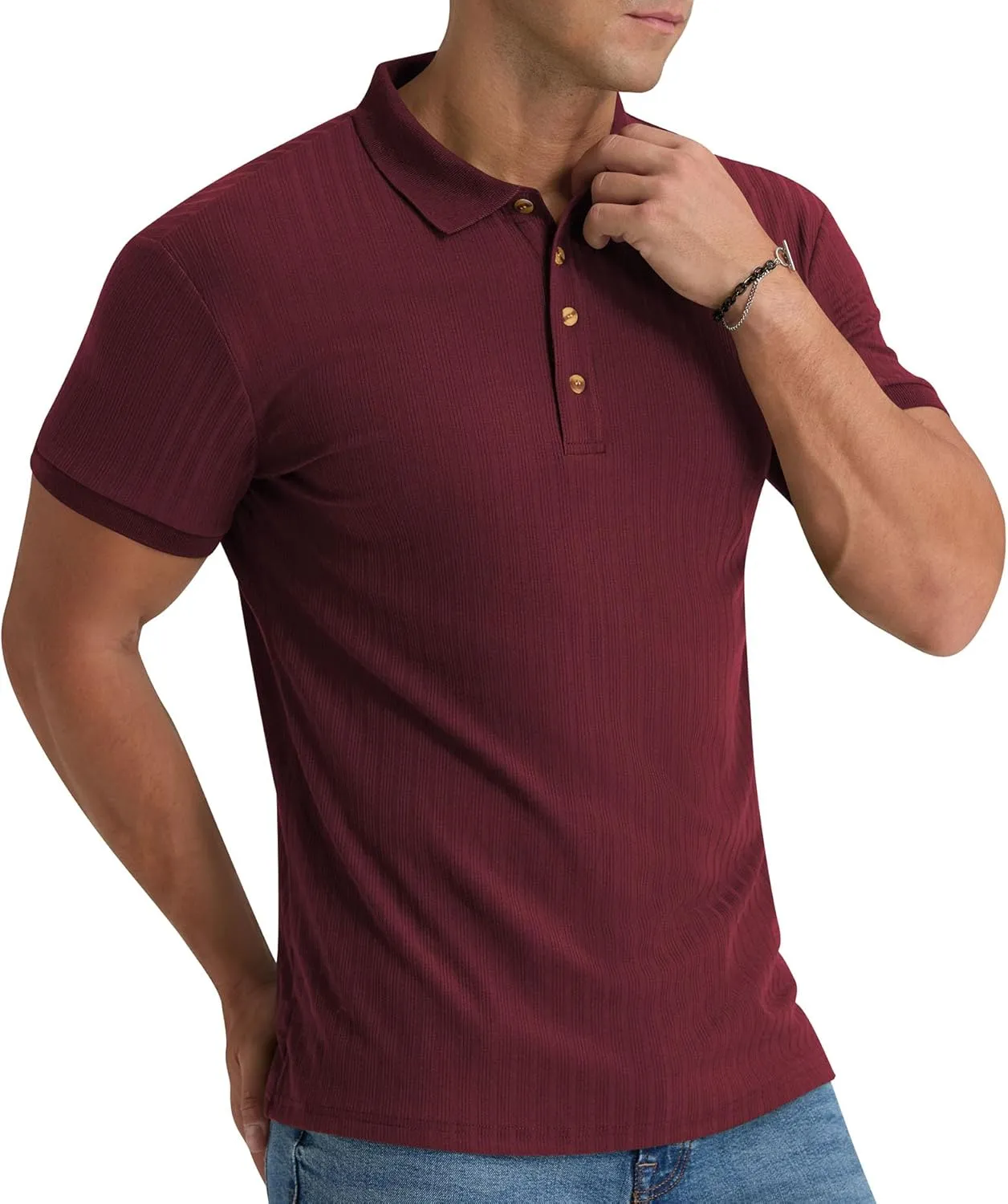 Aimeilgot Mens Polo Shirts Short Sleeve Casual Retro Summer T-Shirts Soft Knitted Classic Polo Tees