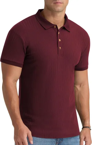 Aimeilgot Mens Polo Shirts Short Sleeve Casual Retro Summer T-Shirts Soft Knitted Classic Polo Tees