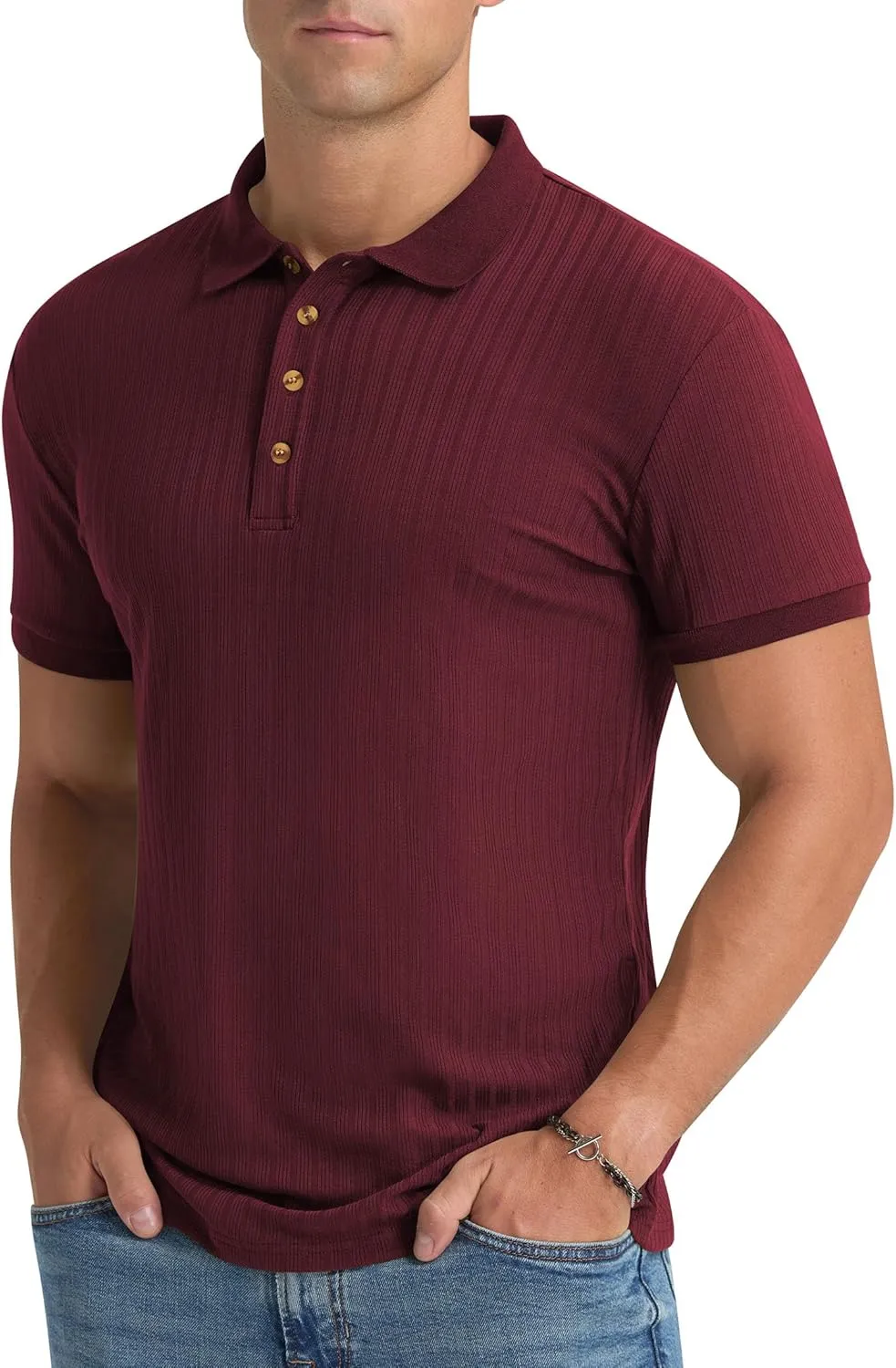 Aimeilgot Mens Polo Shirts Short Sleeve Casual Retro Summer T-Shirts Soft Knitted Classic Polo Tees