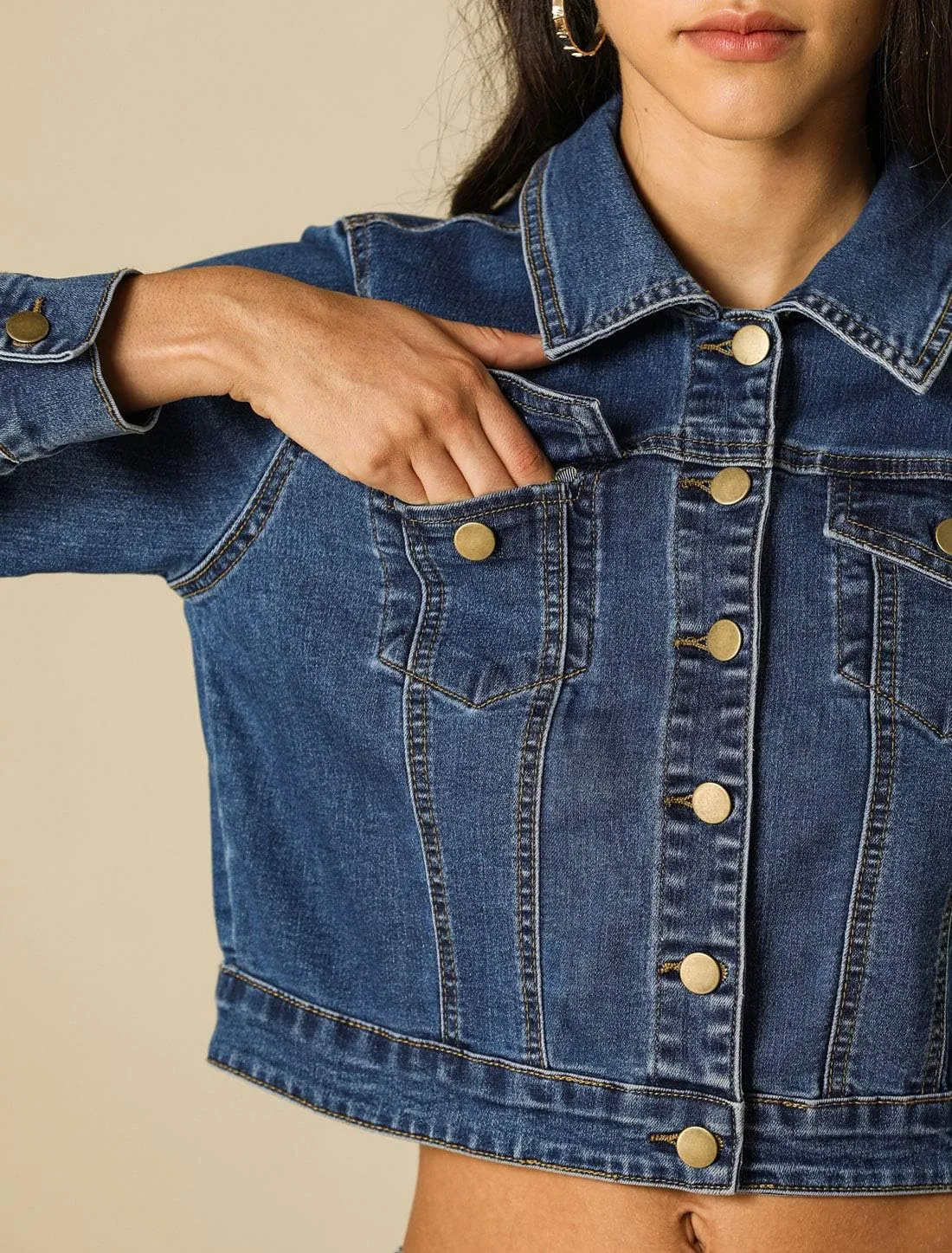Allegra K Women's Denim Jackets 2025 Casual Button Down Long Sleeves Crop Jean Jacket