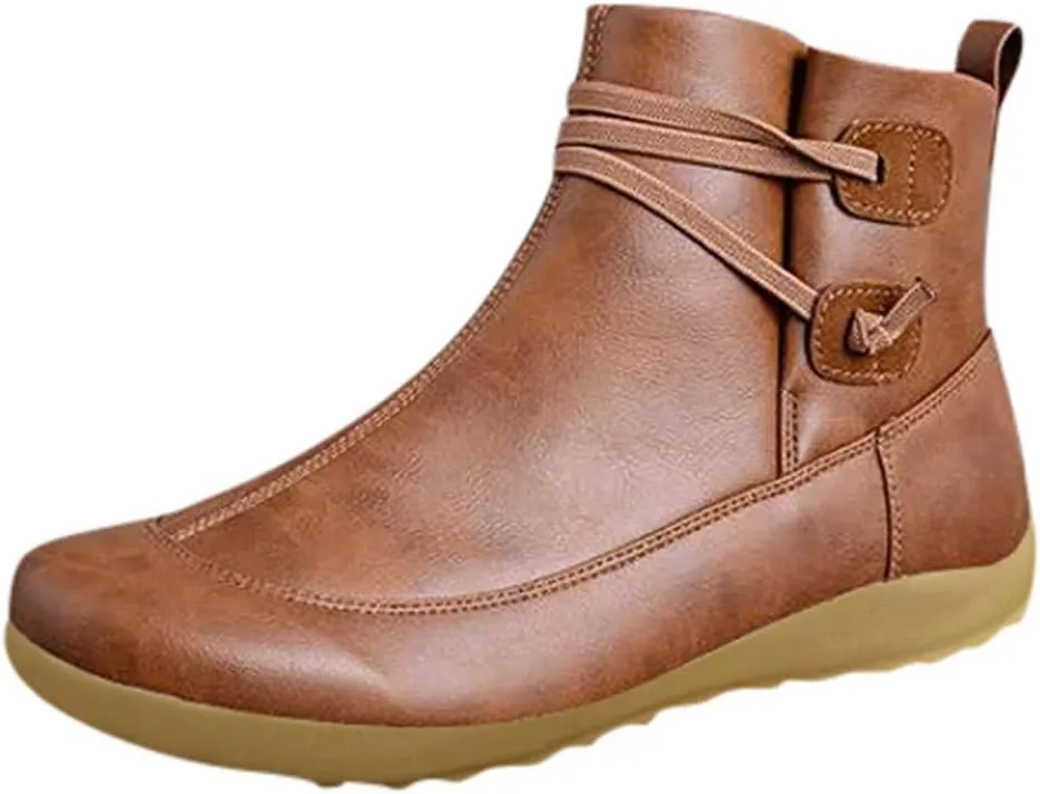 AMDBEL Black Boots for Women Pointed Toe,Ankle Boots for Women Comfy, Ankle Boots for Women Arch Support Womens Low Heel Fashion Lace Up Zipper Booties Casual Short Bootie Leather Boots 01