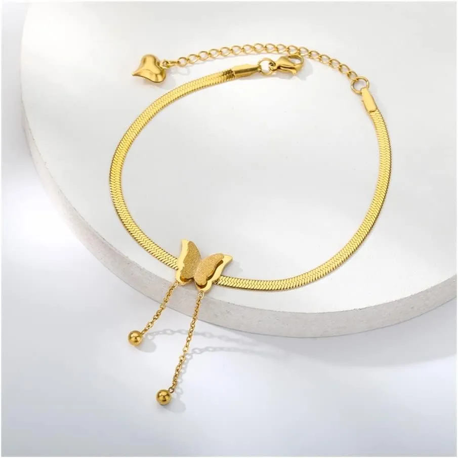 Anklet Anklets for Women Stainless Steel Chain Anklet Bracelets Jewelry Anklet for Women (Metal Color : Gold Color)