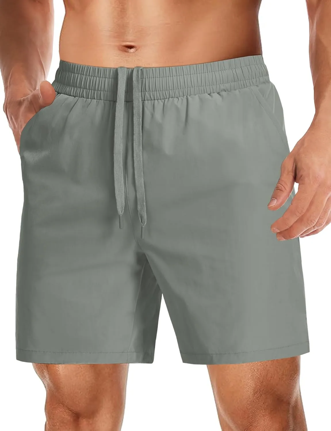 Aolesy Mens Athletic Shorts 7 Quick Dry Gym Running Shorts with Zipper Pockets Lightweight Workout Shorts