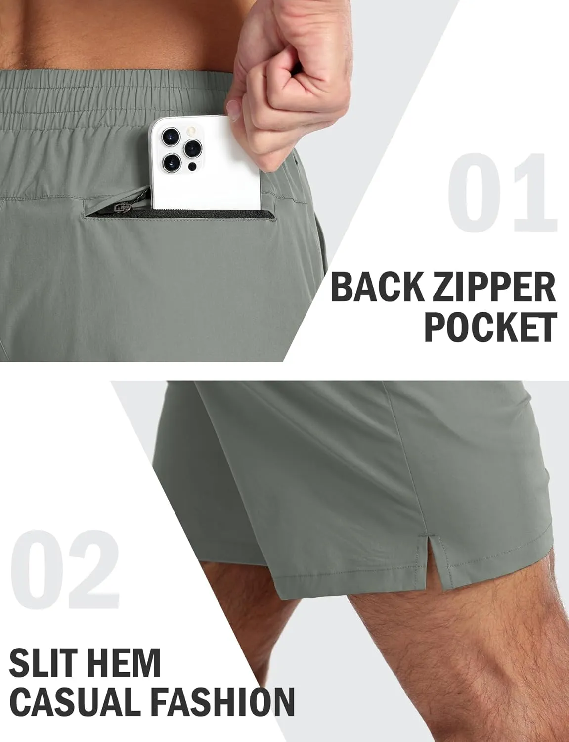 Aolesy Mens Athletic Shorts 7 Quick Dry Gym Running Shorts with Zipper Pockets Lightweight Workout Shorts