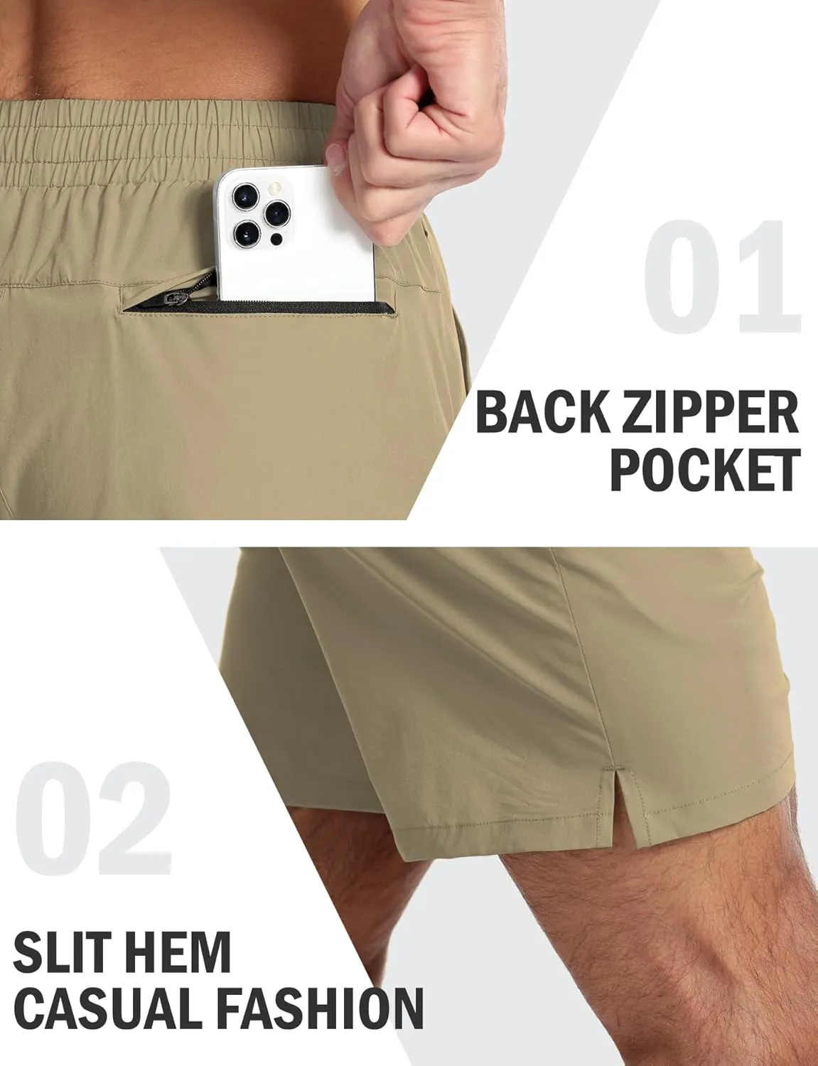 Aolesy Mens Athletic Shorts 7 Quick Dry Gym Running Shorts with Zipper Pockets Lightweight Workout Shorts