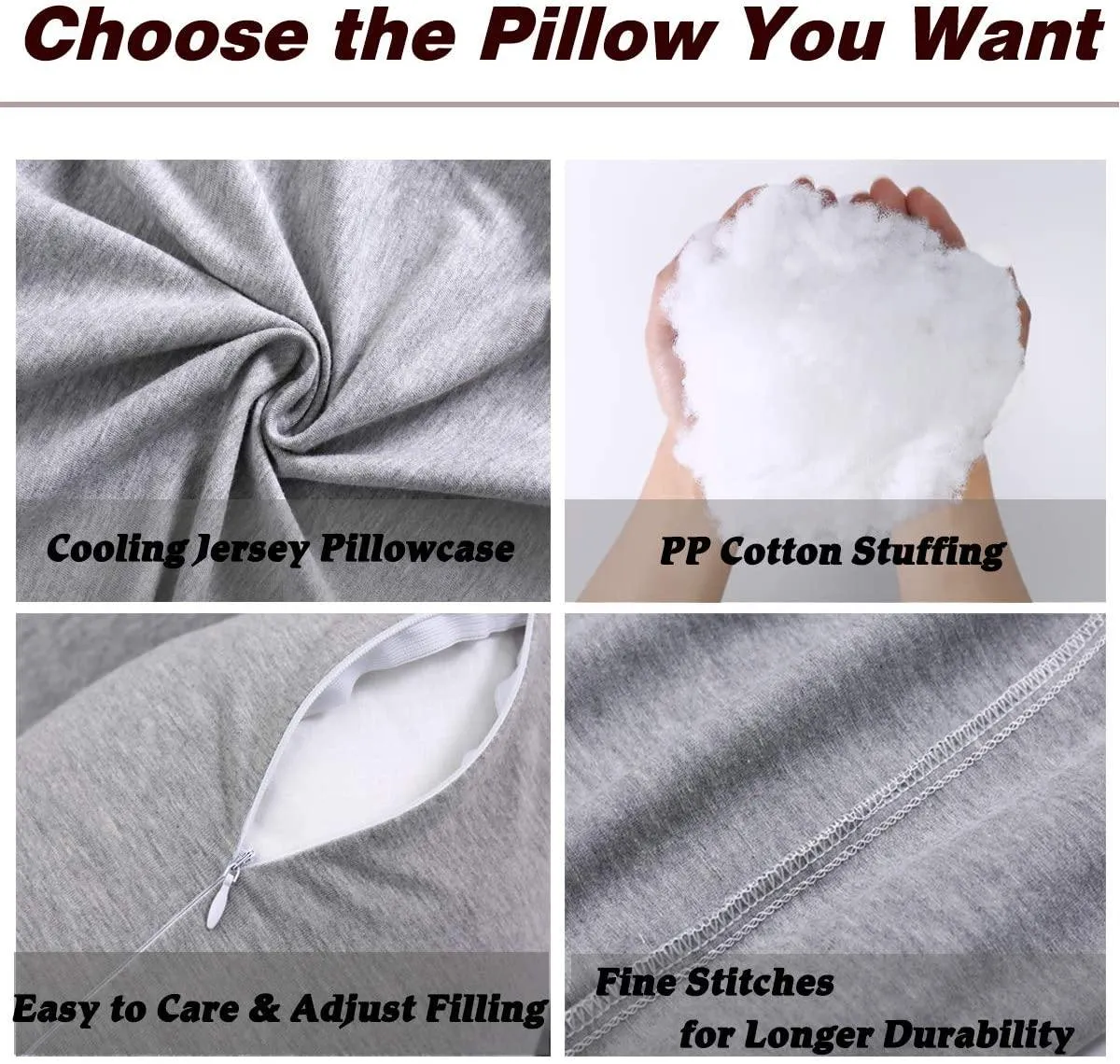 AWESLING U Shape Full Body Pregnancy Pillow with Jersey Cover (Light Grey)