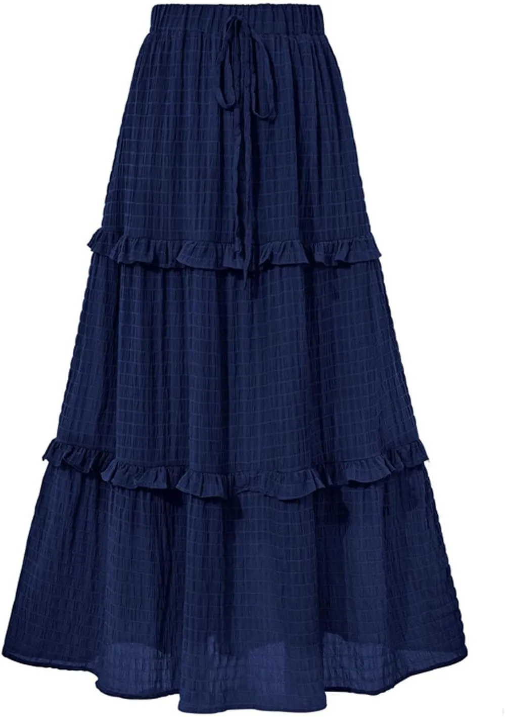 Awoscut Women's High Waist Pleated Maxi Skirts Summer A Line Flowy Swing Casual Long Bohemian Beach Skirt Dress