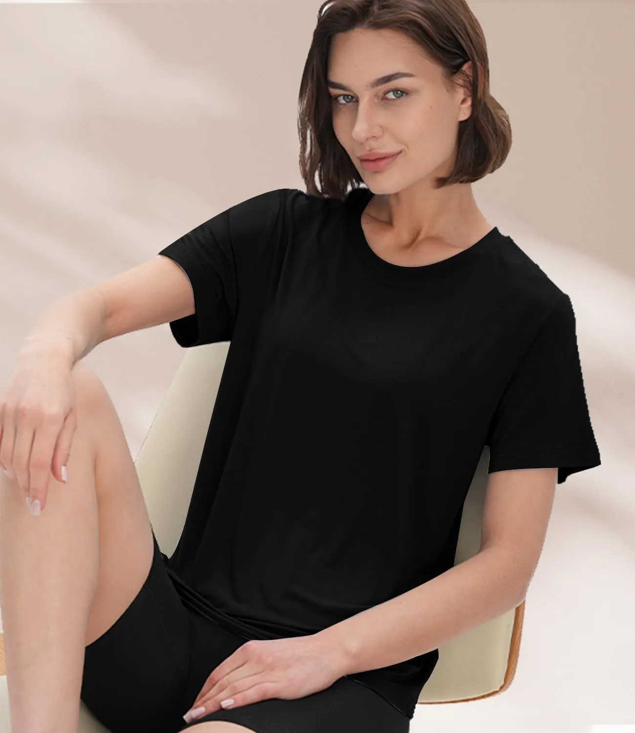 BAMBOO COOL Women's T Shirts Classic Short Sleeve Fit Tops for Women Casual Fitted Tees