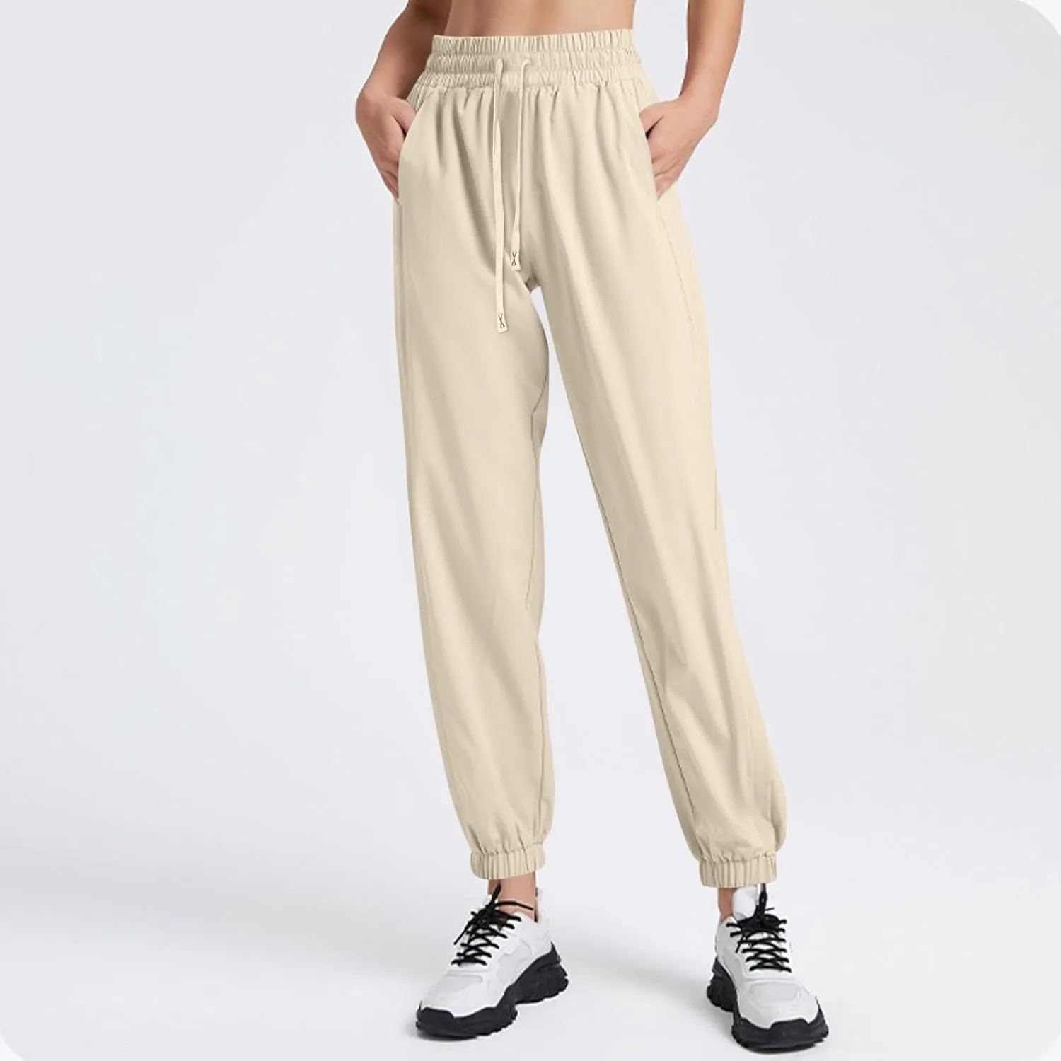 Beeswan Pants for Women Over 50 Ultra Stretch Breathable Casual Pant Quick Dry Elastic Waist Trousers with Pockets