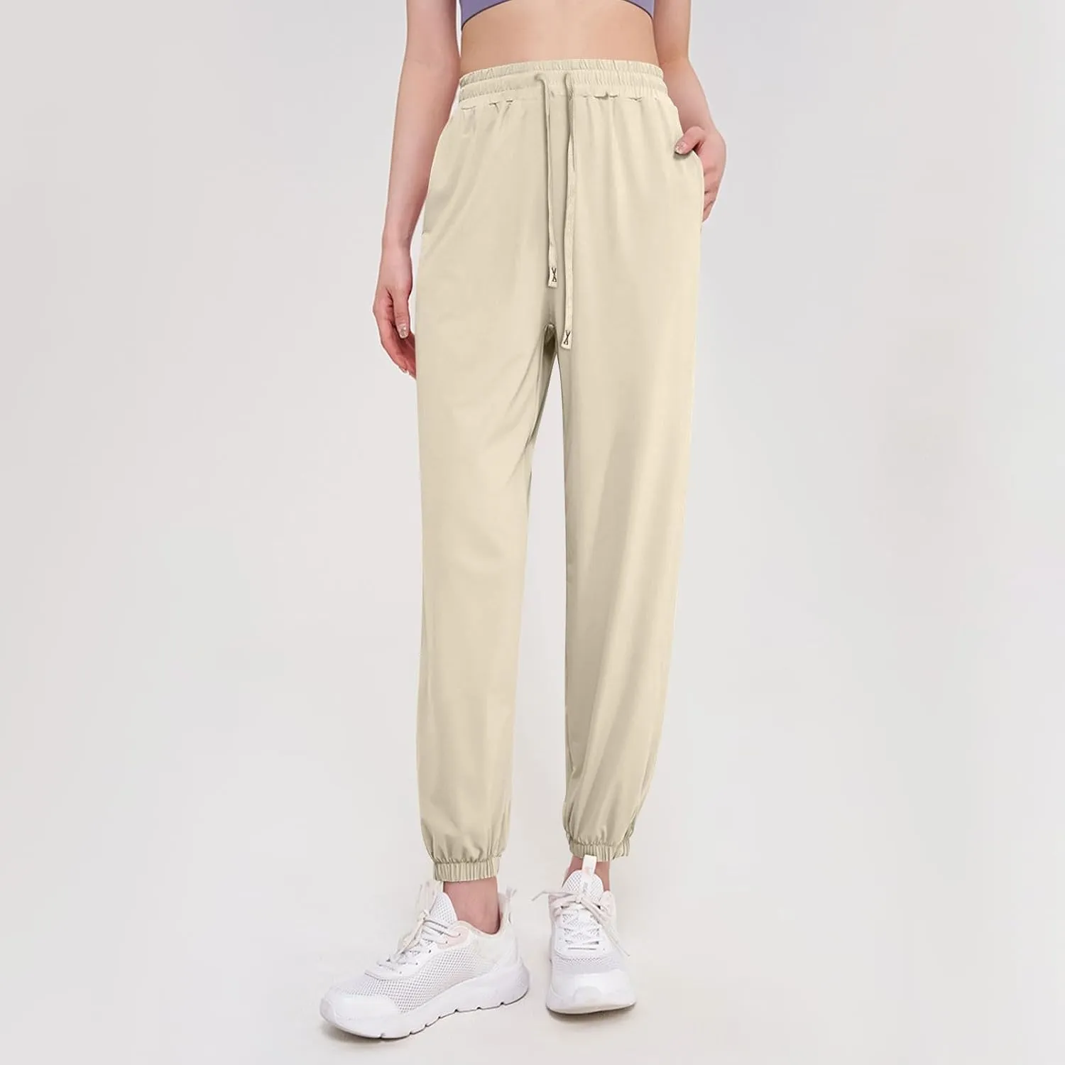 Beeswan Pants for Women Over 50 Ultra Stretch Breathable Casual Pant Quick Dry Elastic Waist Trousers with Pockets