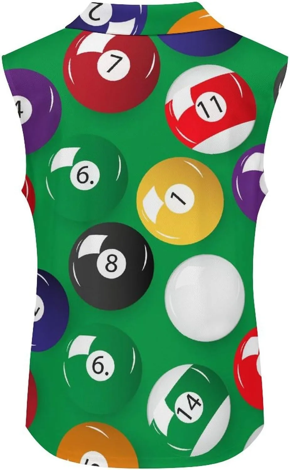 Billiards Pool Table Balls Women's Sleeveless Golf Polo Shirts Athletic Tank Tops