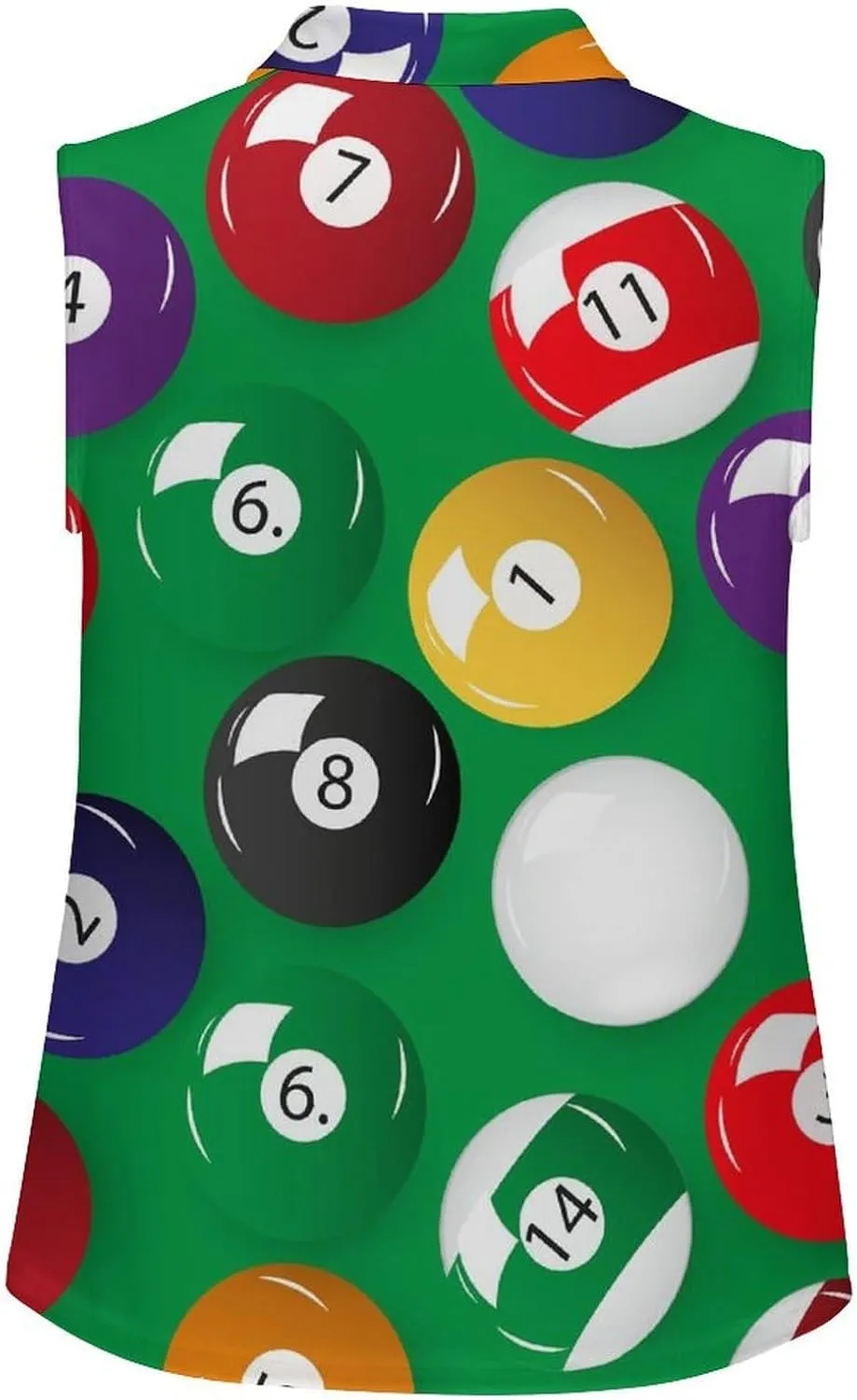 Billiards Pool Table Balls Women's Sleeveless Golf Polo Shirts Athletic Tank Tops