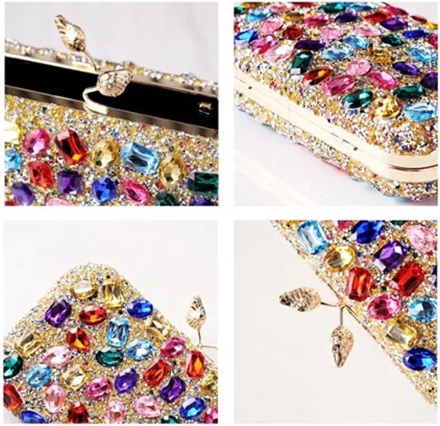 Blue Multi Color Bags for Women Stone Clutch Bag Purse Crystal Female Handbag Diamond Wedding Party Bags