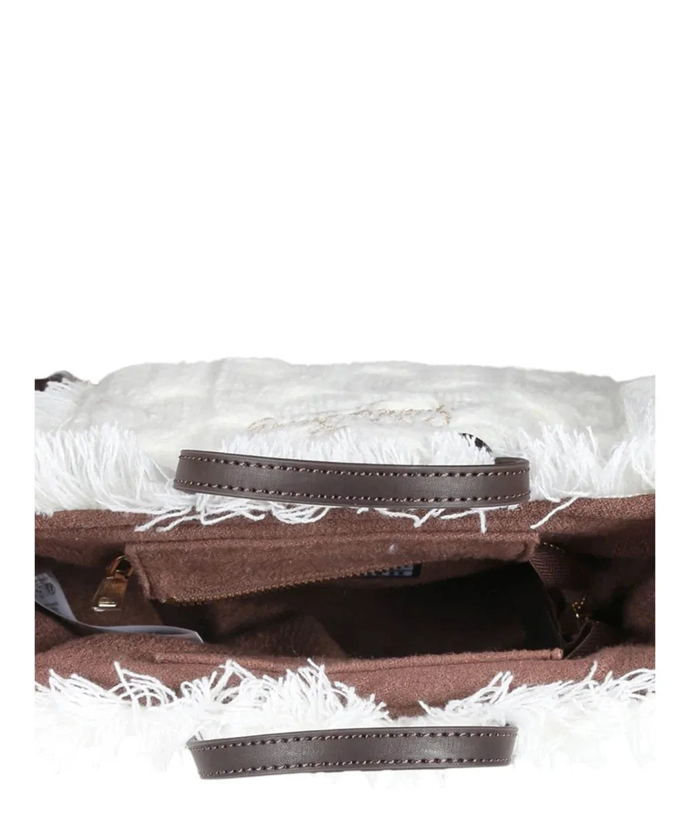 Borsa Tote Vanity Mini Bianca con Maglia Intrecciata