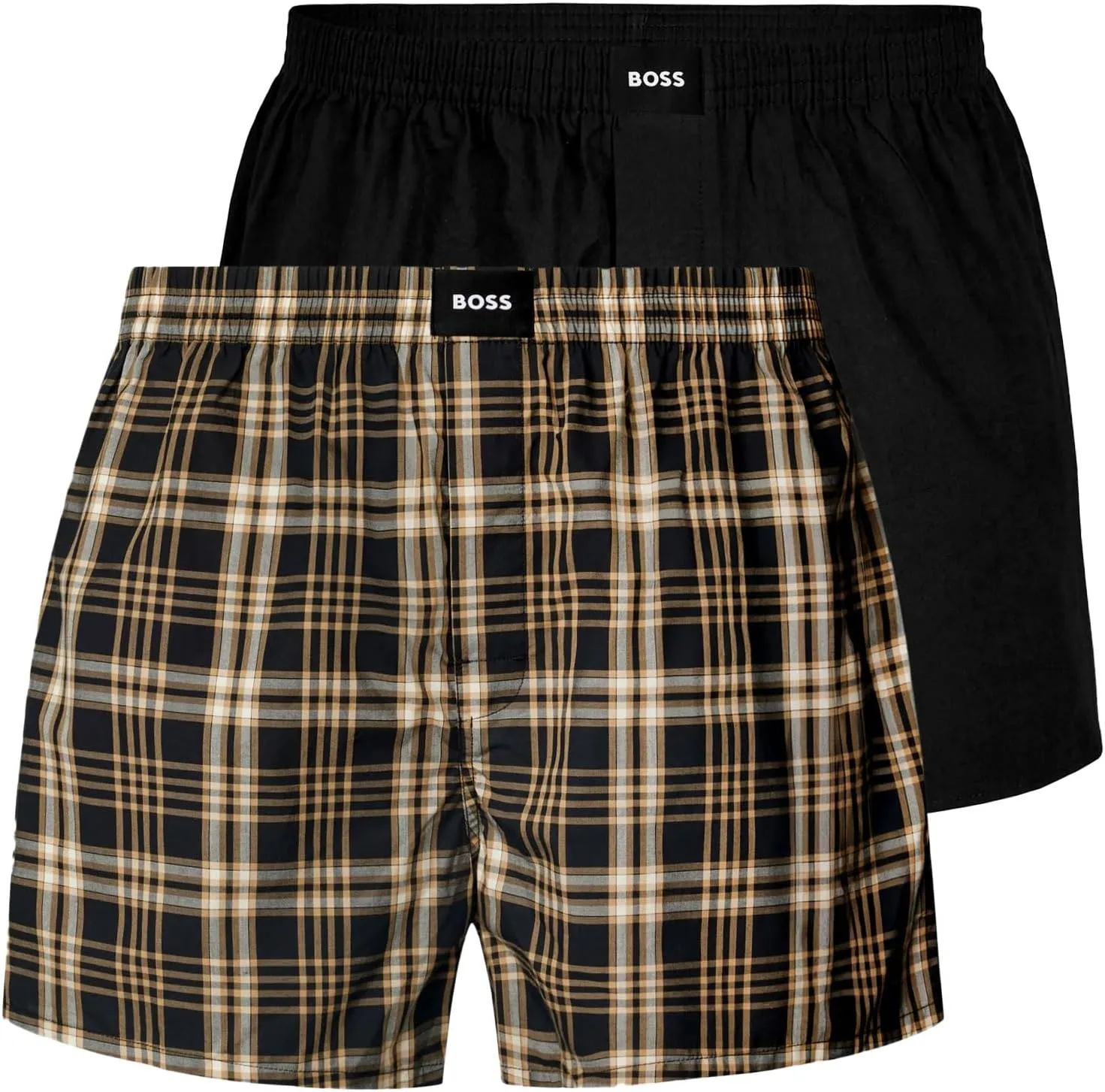 BOSS Pack of 2 Men's Boxer Shorts, Webboxer Pyjama Shorts, Woven Boxer Shorts, CW Peach