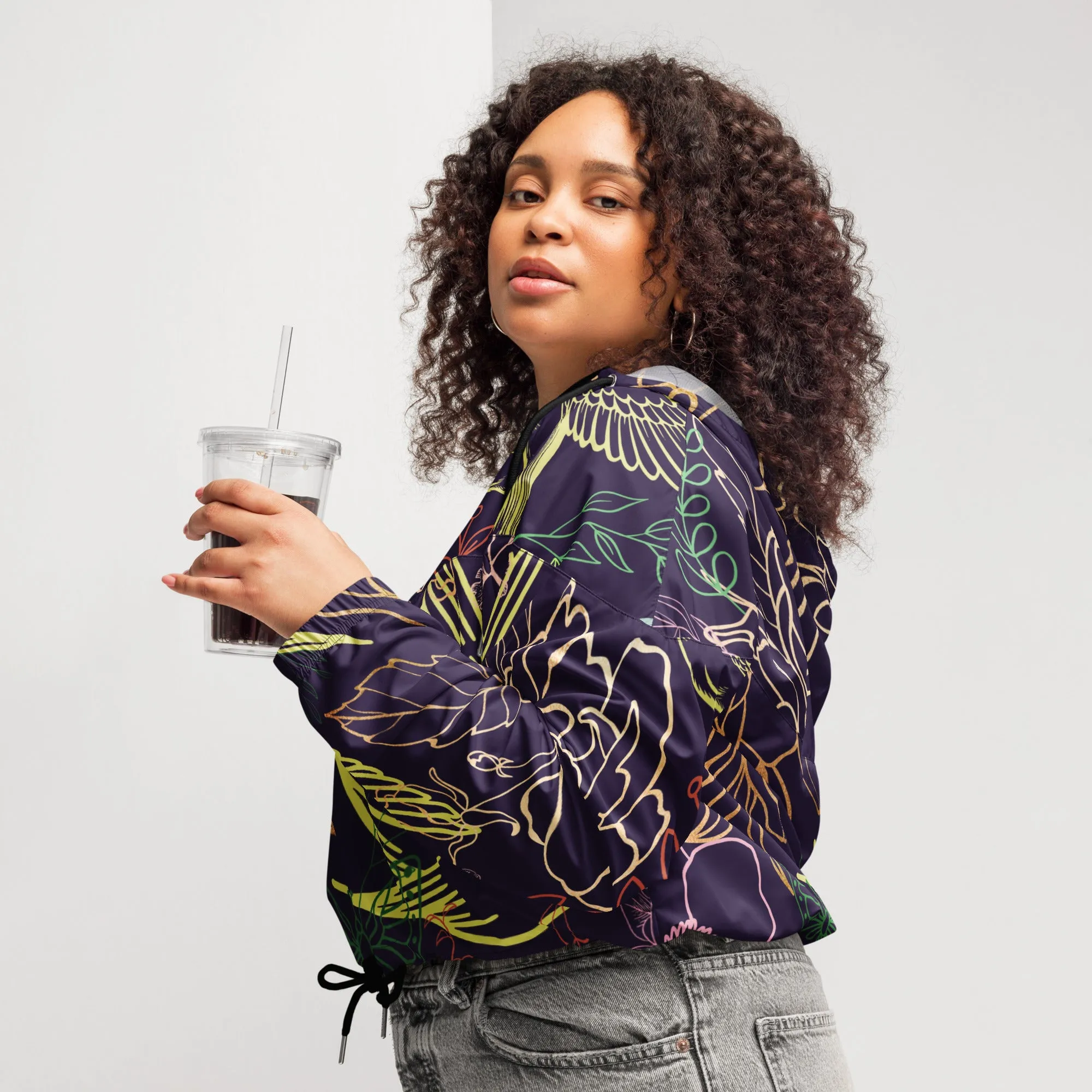Botanical Sanctuary - Womens cropped windbreaker ~ Sharon Dawn Collection (Sale Price: $91.99 CAD)