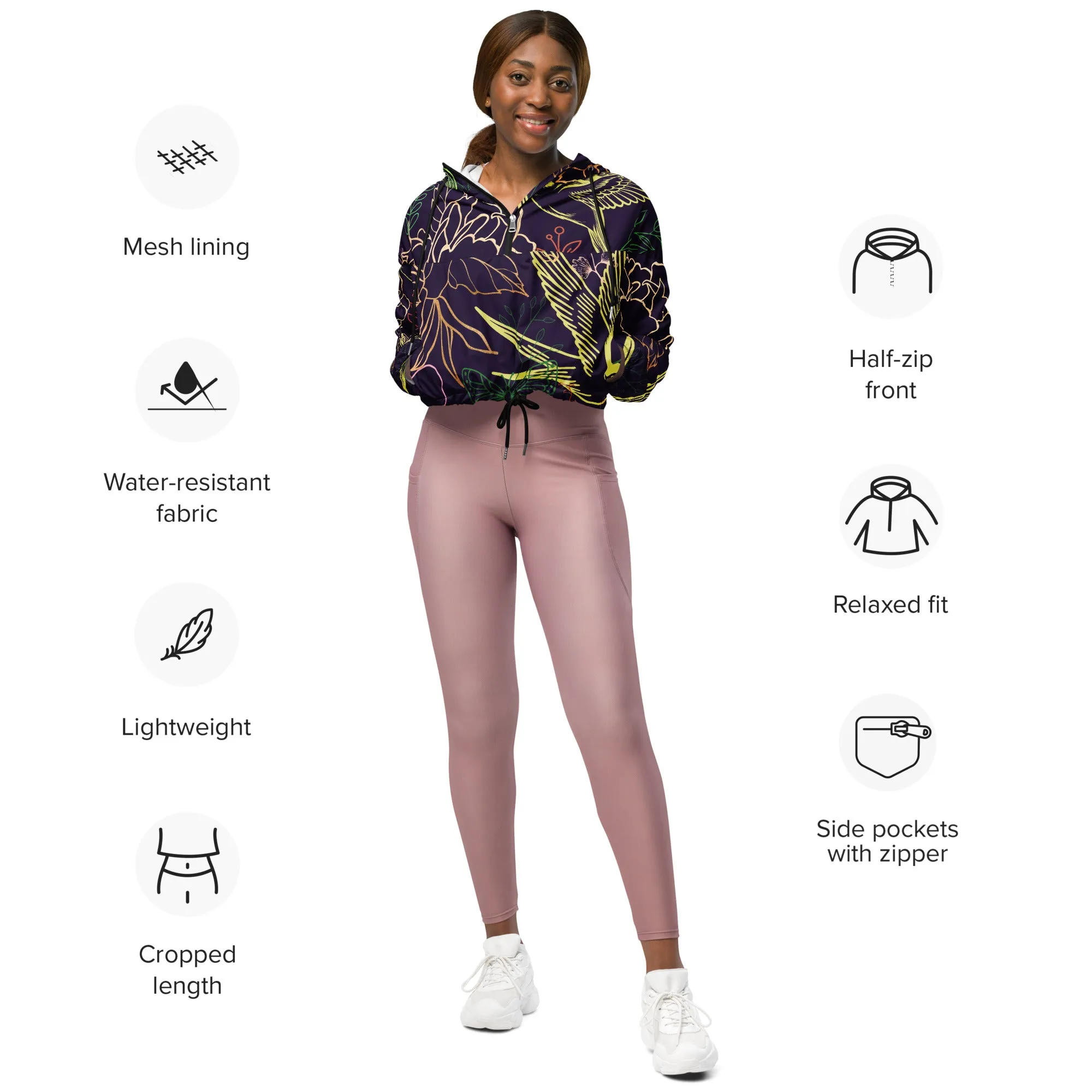 Botanical Sanctuary - Womens cropped windbreaker ~ Sharon Dawn Collection (Sale Price: $91.99 CAD)