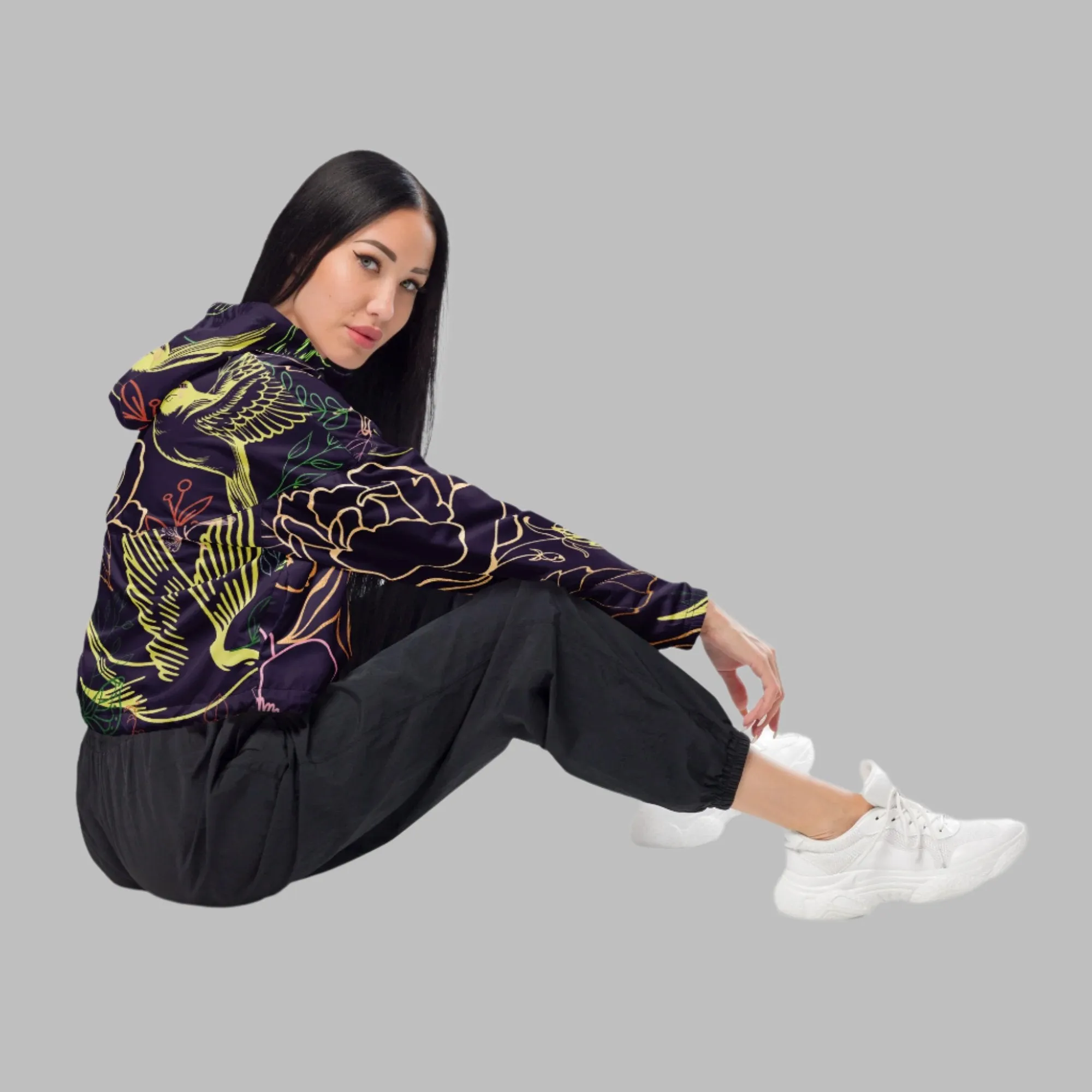 Botanical Sanctuary - Womens cropped windbreaker ~ Sharon Dawn Collection (Sale Price: $91.99 CAD)