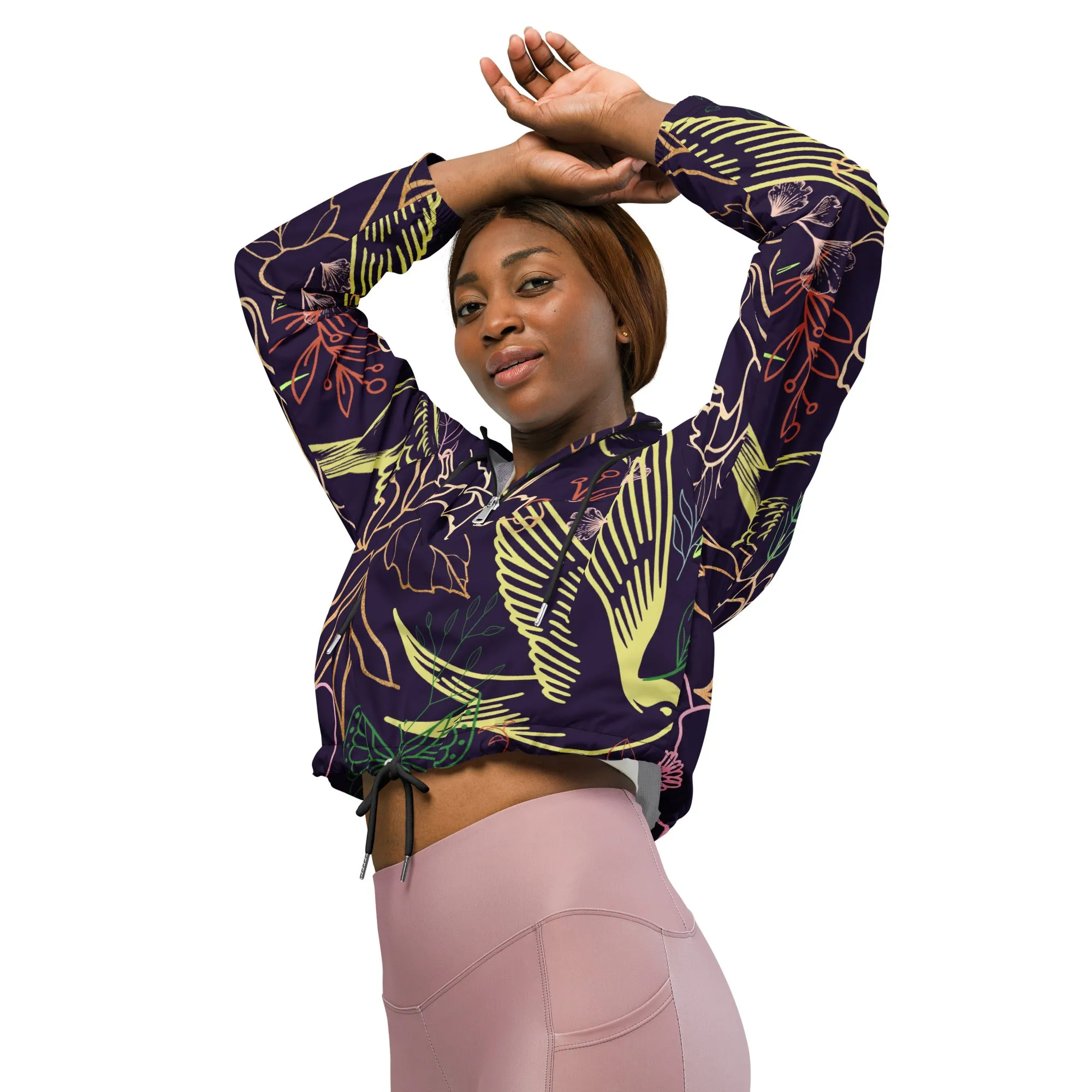 Botanical Sanctuary - Womens cropped windbreaker ~ Sharon Dawn Collection (Sale Price: $91.99 CAD)