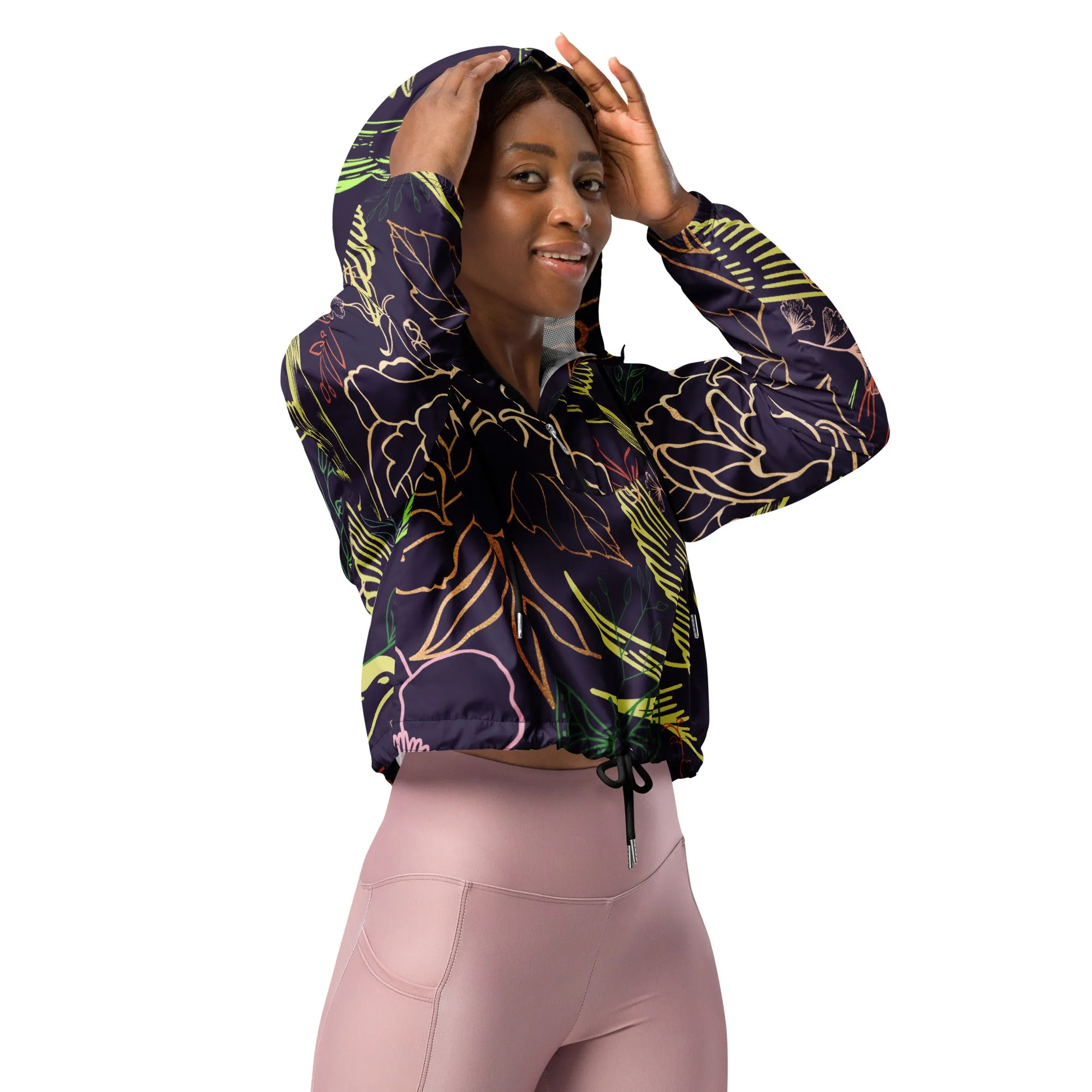 Botanical Sanctuary - Womens cropped windbreaker ~ Sharon Dawn Collection (Sale Price: $91.99 CAD)