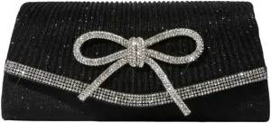 Bow Purse Evening Clutch Purses for Women Sparkly Evening Handbag Wedding Glitter Rhinestone Party Prom Crossbody Bag