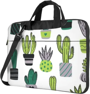 Cactus Green Potted Plants Sleek 13-15.6 Inch Laptop Bag For Man And Women, Computer Messenger Bag, Trendy Shoulder Strap Design