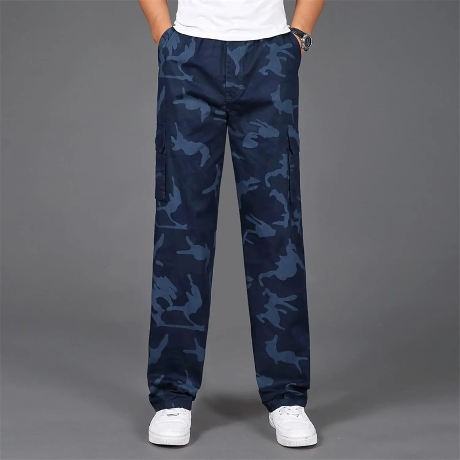 Cargo Pant for Men Work Flexible Casual Joggers Pant Stretch Drawstring Waistband Tapered Leg Sweatpants with Pockets