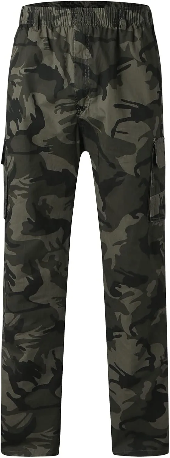 Cargo Pant for Men Work Flexible Casual Joggers Pant Stretch Drawstring Waistband Tapered Leg Sweatpants with Pockets