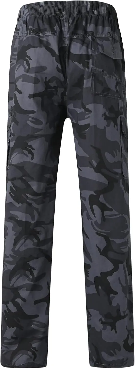 Cargo Pant for Men Work Flexible Casual Joggers Pant Stretch Drawstring Waistband Tapered Leg Sweatpants with Pockets