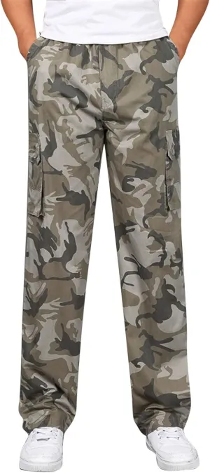 Cargo Pant for Men Work Flexible Casual Joggers Pant Stretch Drawstring Waistband Tapered Leg Sweatpants with Pockets