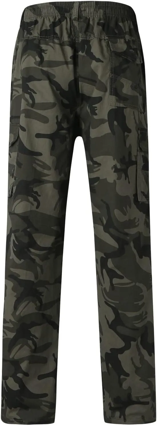 Cargo Pant for Men Work Flexible Casual Joggers Pant Stretch Drawstring Waistband Tapered Leg Sweatpants with Pockets