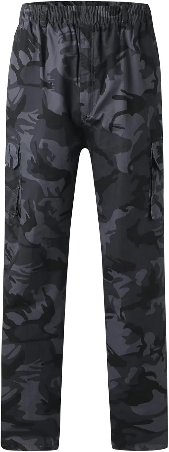 Cargo Pant for Men Work Flexible Casual Joggers Pant Stretch Drawstring Waistband Tapered Leg Sweatpants with Pockets