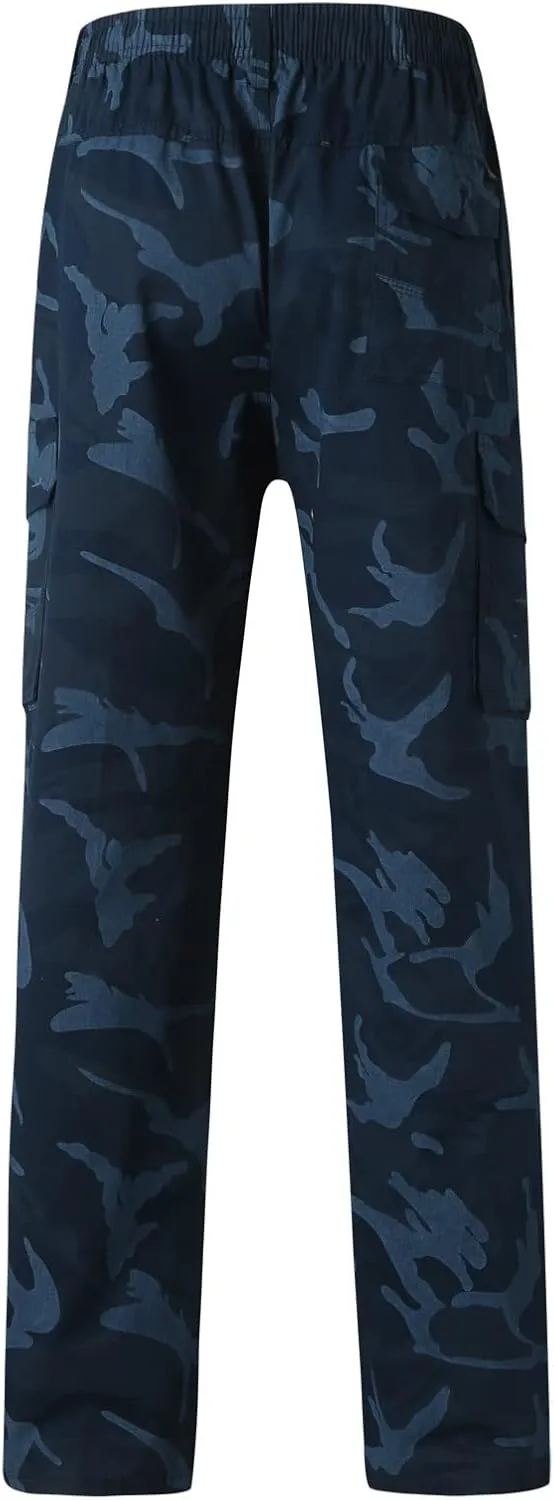 Cargo Pant for Men Work Flexible Casual Joggers Pant Stretch Drawstring Waistband Tapered Leg Sweatpants with Pockets