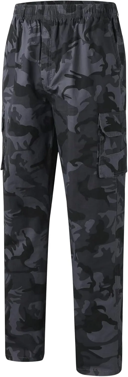 Cargo Pant for Men Work Flexible Casual Joggers Pant Stretch Drawstring Waistband Tapered Leg Sweatpants with Pockets