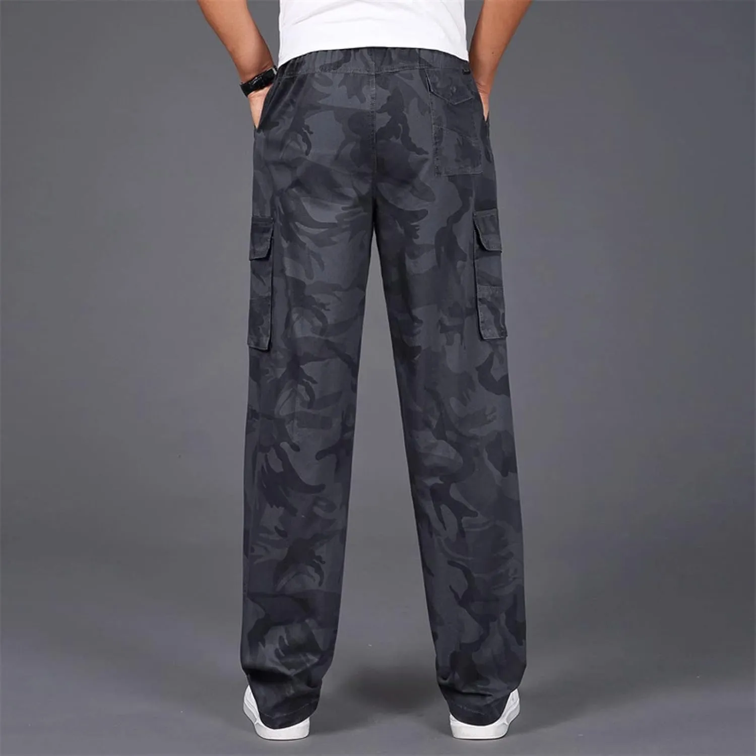 Cargo Pant for Men Work Flexible Casual Joggers Pant Stretch Drawstring Waistband Tapered Leg Sweatpants with Pockets