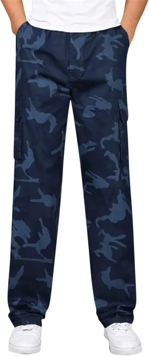 Cargo Pant for Men Work Flexible Casual Joggers Pant Stretch Drawstring Waistband Tapered Leg Sweatpants with Pockets