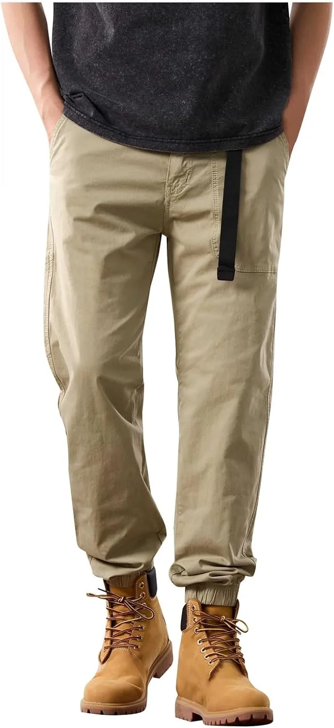 Cargo Pants for Men Stretch Slim Fit String 4X Sweatpants for Men Big and Tall Joggers for Men Slim Chinos Pants Men Relaxed Fit Hiking Cotton and Linen Streetwear Elastic Waist