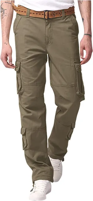 Cargo Pants for Men Work Flexible Casual Drawstring Waist Joggers Classic Breathable Active Fishing Hiking Pants