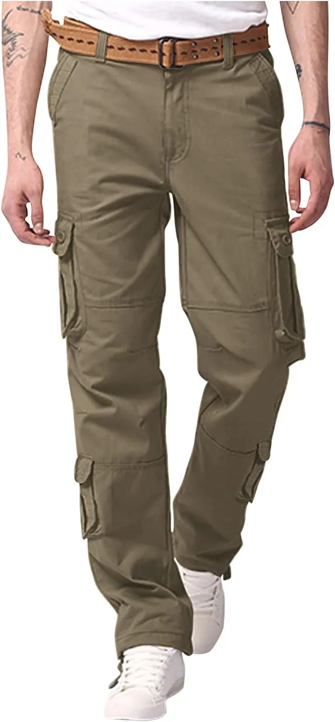 Cargo Pants for Men Work Flexible Casual Drawstring Waist Joggers Classic Breathable Active Fishing Hiking Pants