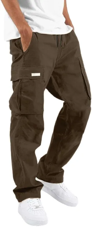 Cargo Sweatpants for Men Baggy Vintage Relaxed Fit Work Pants Casaul Oversized Lightweight Straight Cargo Pants